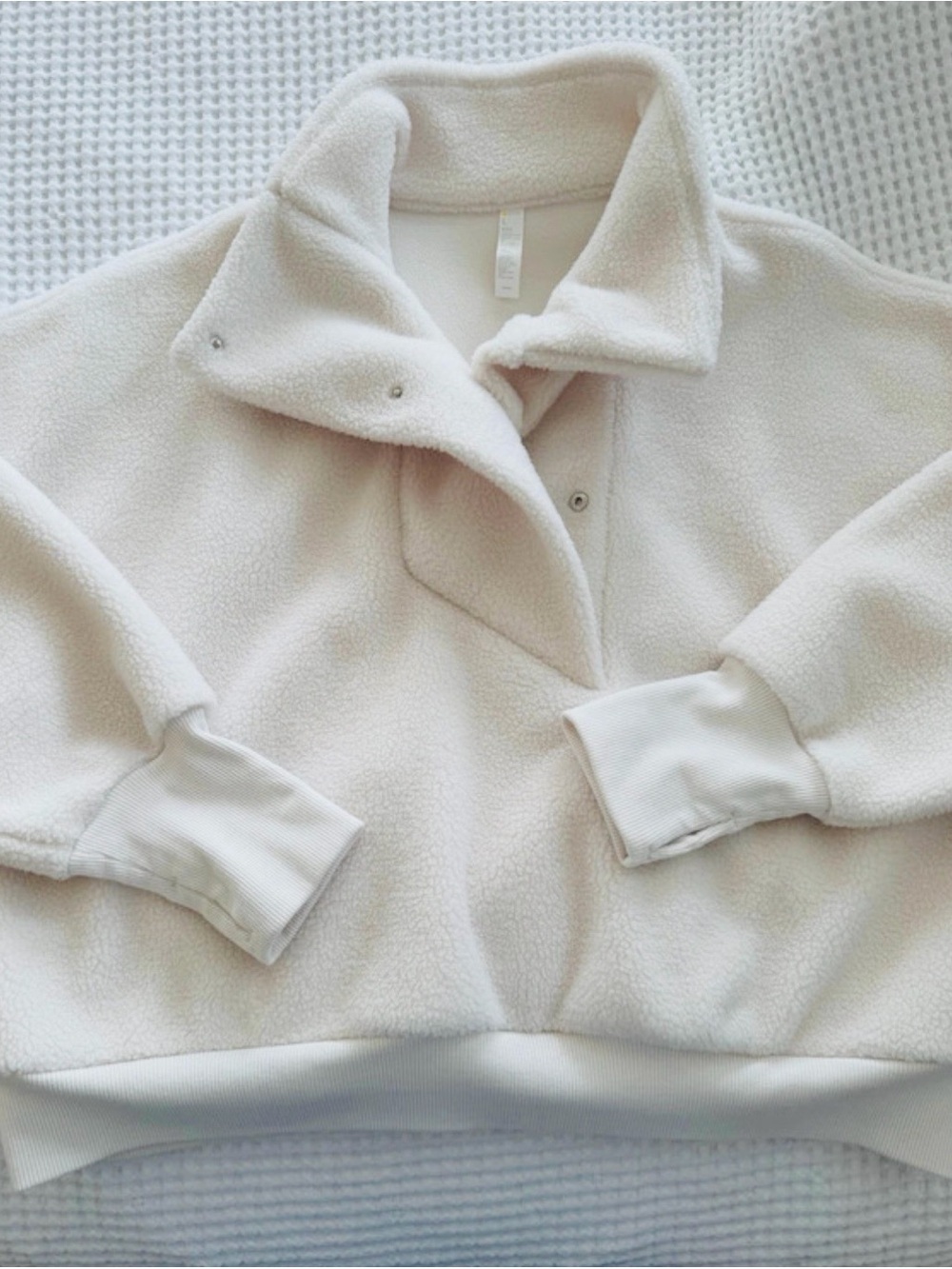 Zella Ivory Sherpa Faux Fur Snap-Front Jacket L